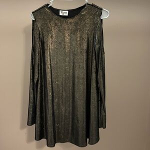 Show Me Your Mumu mini dress velvet gold black cold shoulder